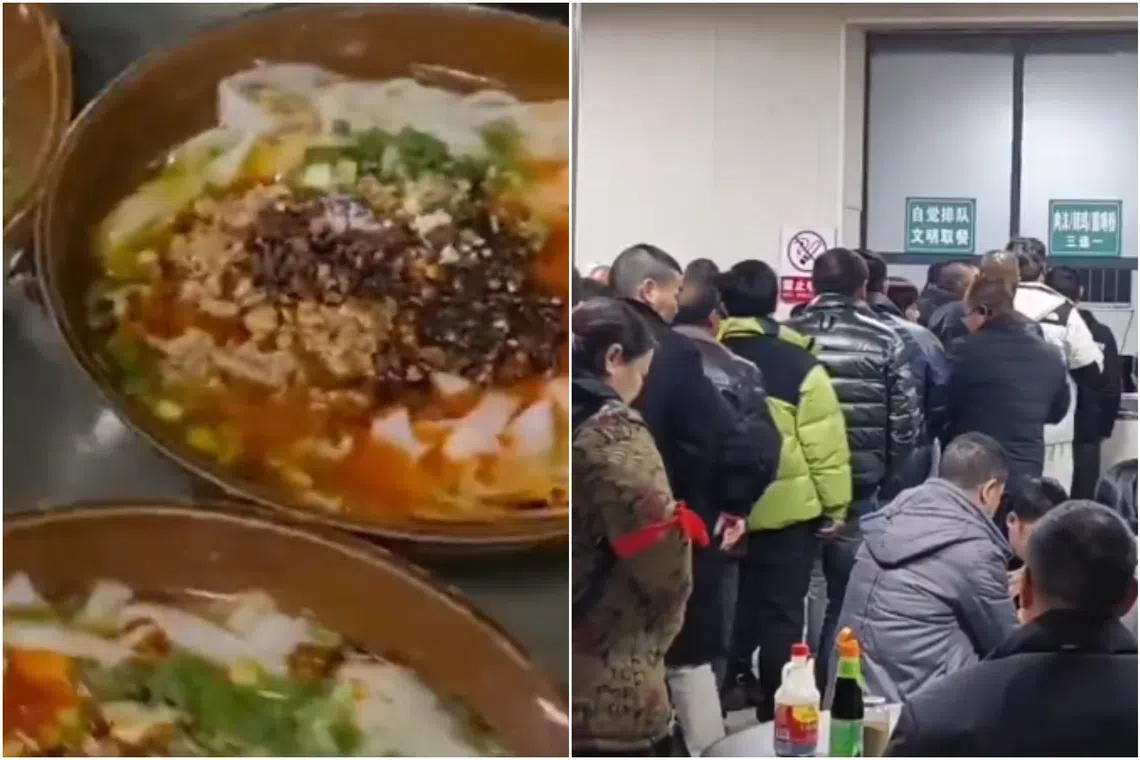 The 10 yuan (S$1.85) noodles dish comes in four flavours - spicy chicken, pig’s trotters, mixed meat and minced pork.