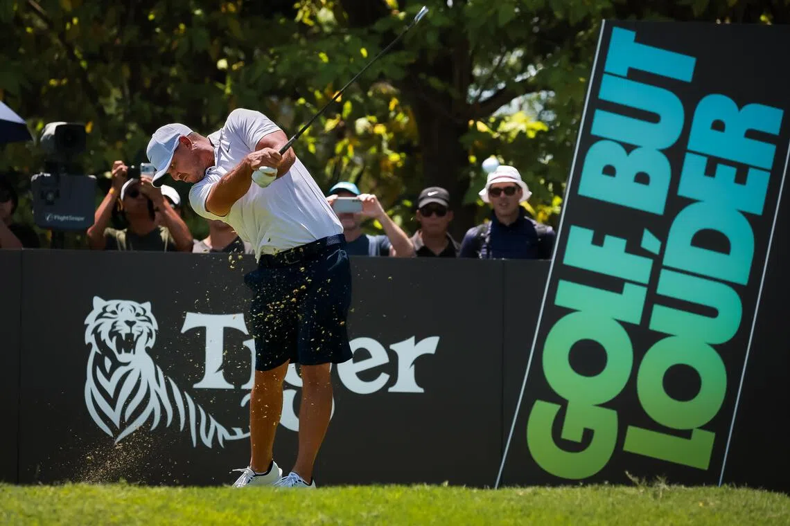 Brooks Koepka in action during the first round of LIV Golf Singapore at Sentosa Golf Club’s Serapong Course on May 3, 2024.