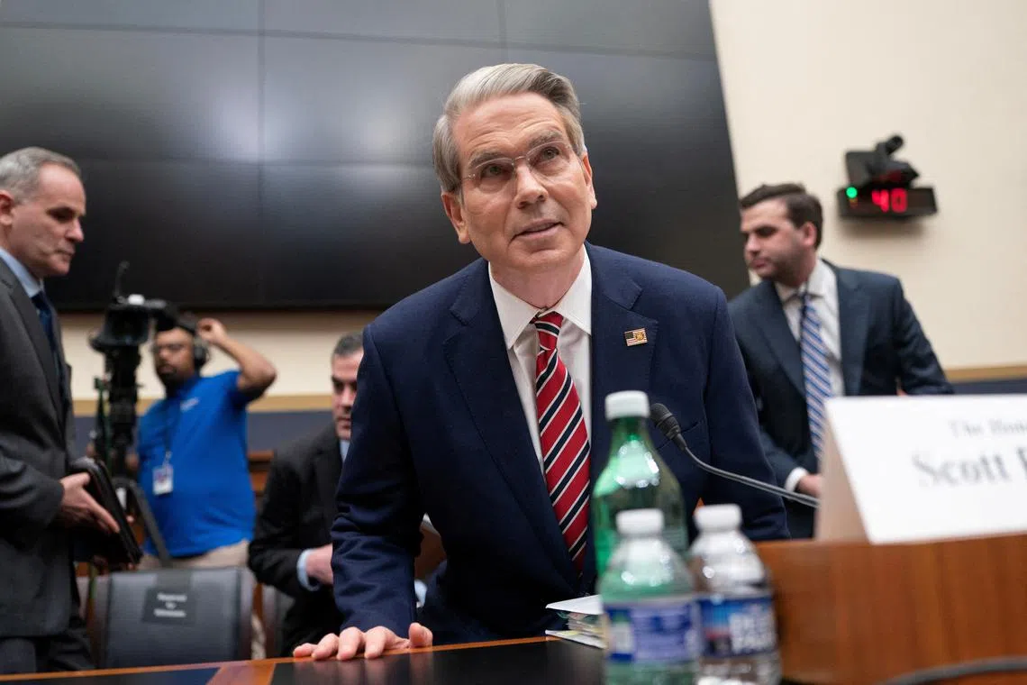 FILE PHOTO: U.S. Treasury Secretary Scott Bessent testifies before a House Financial Services Committee hearing on Capitol Hill in Washington, D.C., U.S., May 7, 2025. REUTERS/Nathan Howard/File Photo