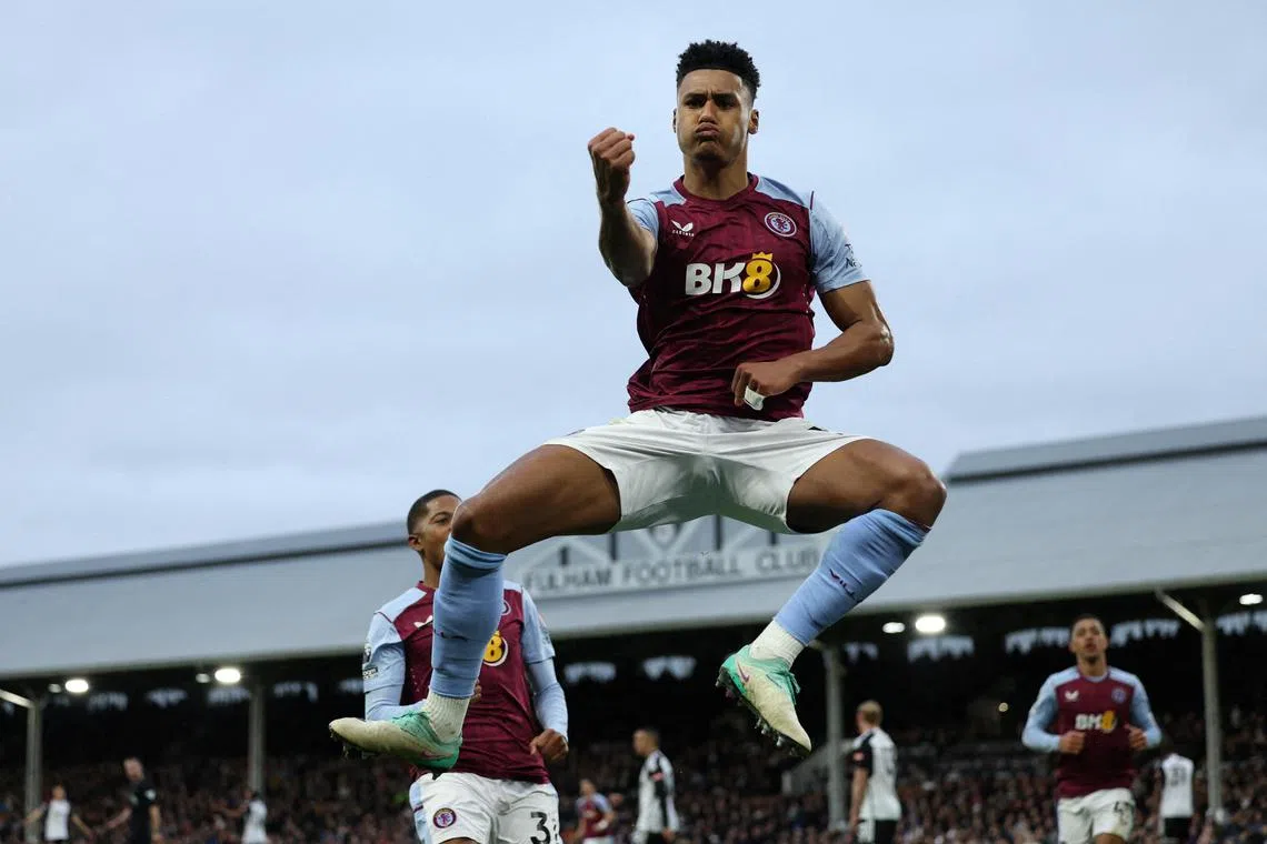 Aston Villa's Ollie Watkins celebrates scoring their second goal.