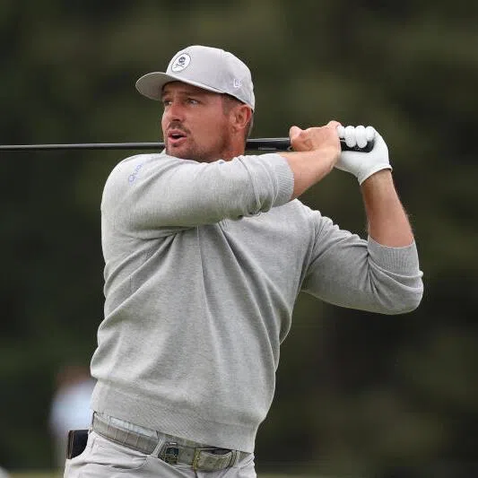 Bryson DeChambeau plays his shot on the seventh tee during the second round of the PGA Championship golf tournament on May 15 in Pennsylvannia, USA. 