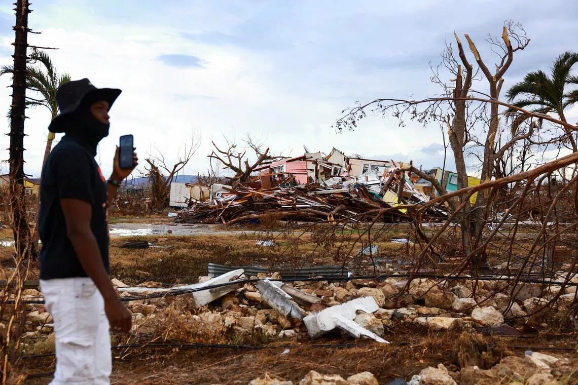 Destroyed homes in the aftermath of Hurricane Melissa, in Black River, Jamaica, on Nov 5.