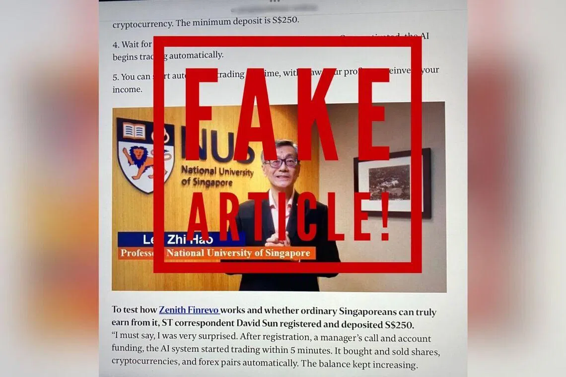 Scammers using NUS president’s image, university logo in fake news articles and online ads
