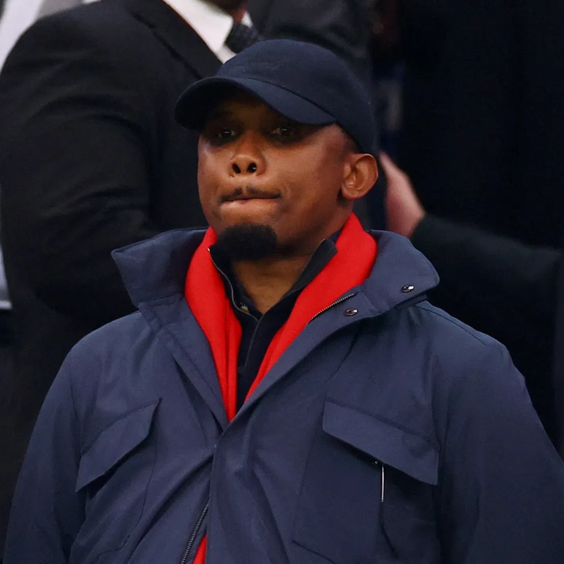 Cameroonian Football Federation president and former player Samuel Eto’o in the stands at the Africa Cup of Nations finals in Morocco in January 2026.