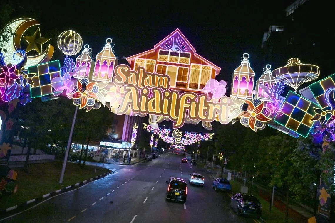 Hari Raya Light Up and first day of the Bazaar Raya Geylang Serai, on Fen 14, 2026.