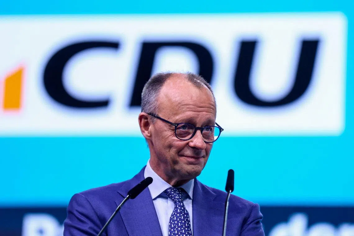 German Chancellor and Christian Democratic Union (CDU) party leader Friedrich Merz attends a CDU party congress in Stuttgart, Germany, February 21, 2026. REUTERS/Thilo Schmuelgen