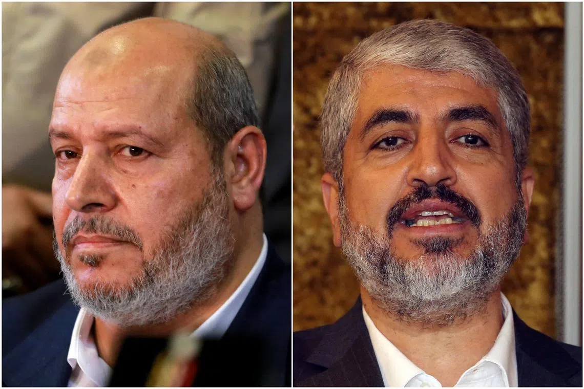 Mr Khalil Al-Hayya (left) and Mr Khaled Meshaal are seen as front runners for the helm at a vital moment Hamas.