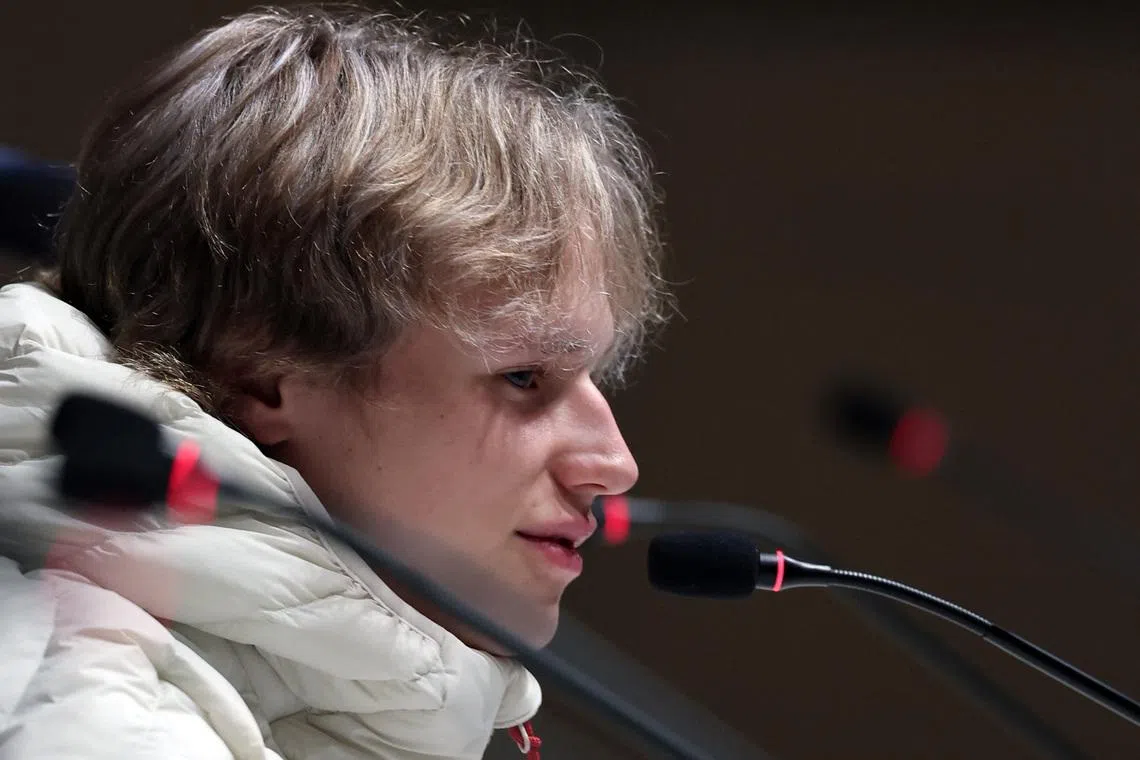 Milano Cortina 2026 Winter Olympics - Figure Skating - United States team press conference - Main Press Centre, Milan, Italy - February 4, 2026 Ilia Malinin of United States speaks during the press conference REUTERS/Amanda Perobelli