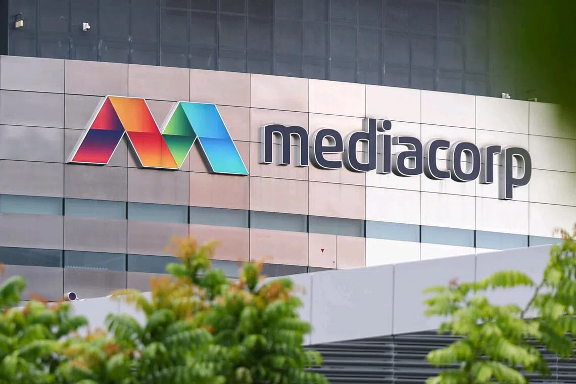 ST20250901_202513600925/jwmedia01/Brian Teo/Lok Jian Wen/Generic of the Mediacorp logo at their office at 1 Stars Avenue on Sept 1, 2025. Mediacorp laid off 93 employees amid evolving media landscape and economic uncertainty. The cuts account for slightly over 3 per cent of Mediacorp's total staff strength, the broadcaster said in a statement on Sept 1. ST PHOTO: BRIAN TEO