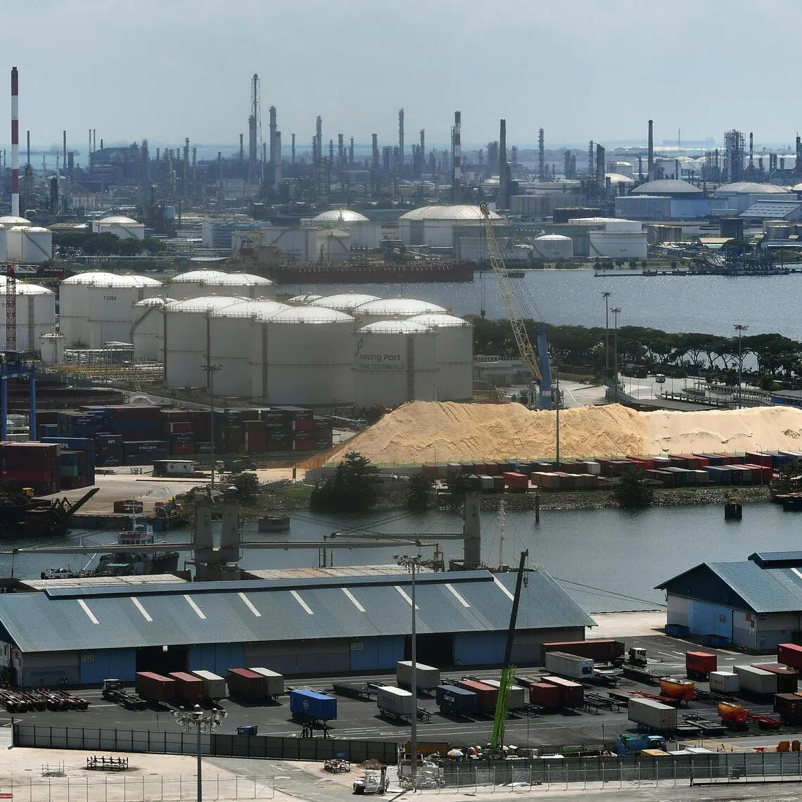 View of cement and petrochemical facilities on Jurong Port and Jurong Island on December 8, 2020.