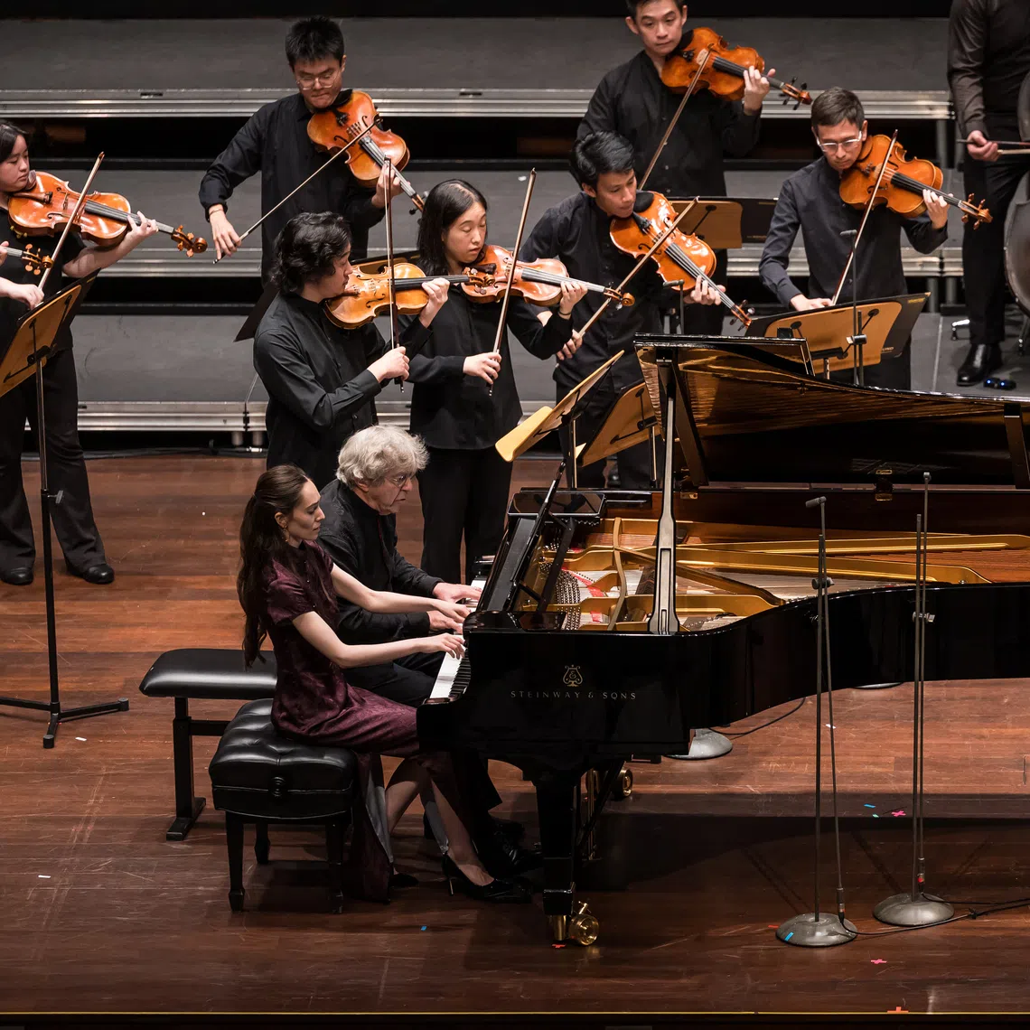 French pianist Pascal Roge (right) and his wife Elena Font played a varied programme with re:Sound orchestra.