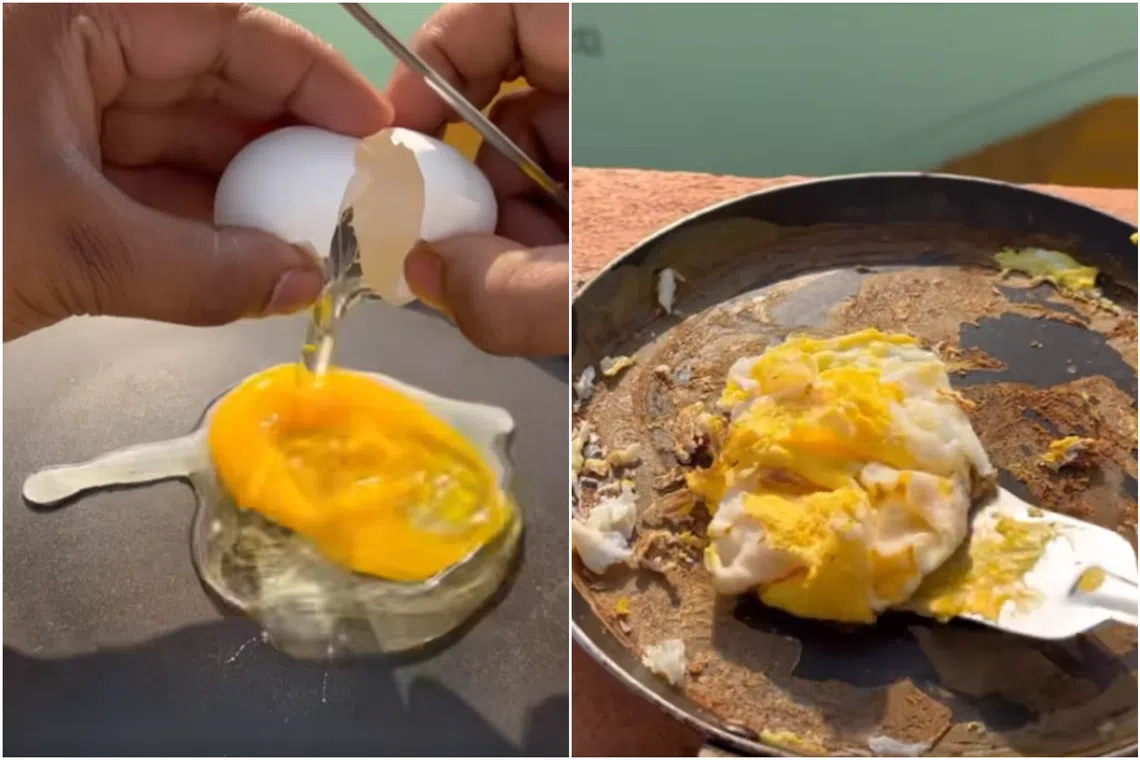 In a video uploaded on April 9, Facebook user “Puchu Babu” is seen cooking an egg on a black pan on the terrace of his house.