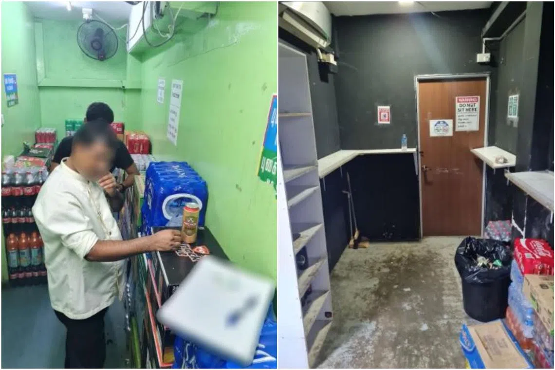 Converted makeshift areas for alcohol consumption in a liquor retail outlet along Clive Street (left) and Dunlop Street.