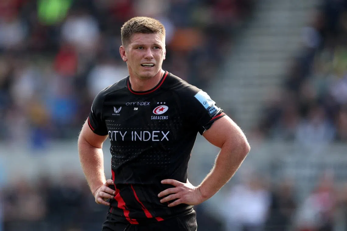 FILE PHOTO: Rugby Union - Premiership - Saracens v Sale - StoneX Stadium, London, Britain - May 18, 2024 Saracens' Owen Farrell looks dejected after the match Action Images/Paul Childs/File Photo