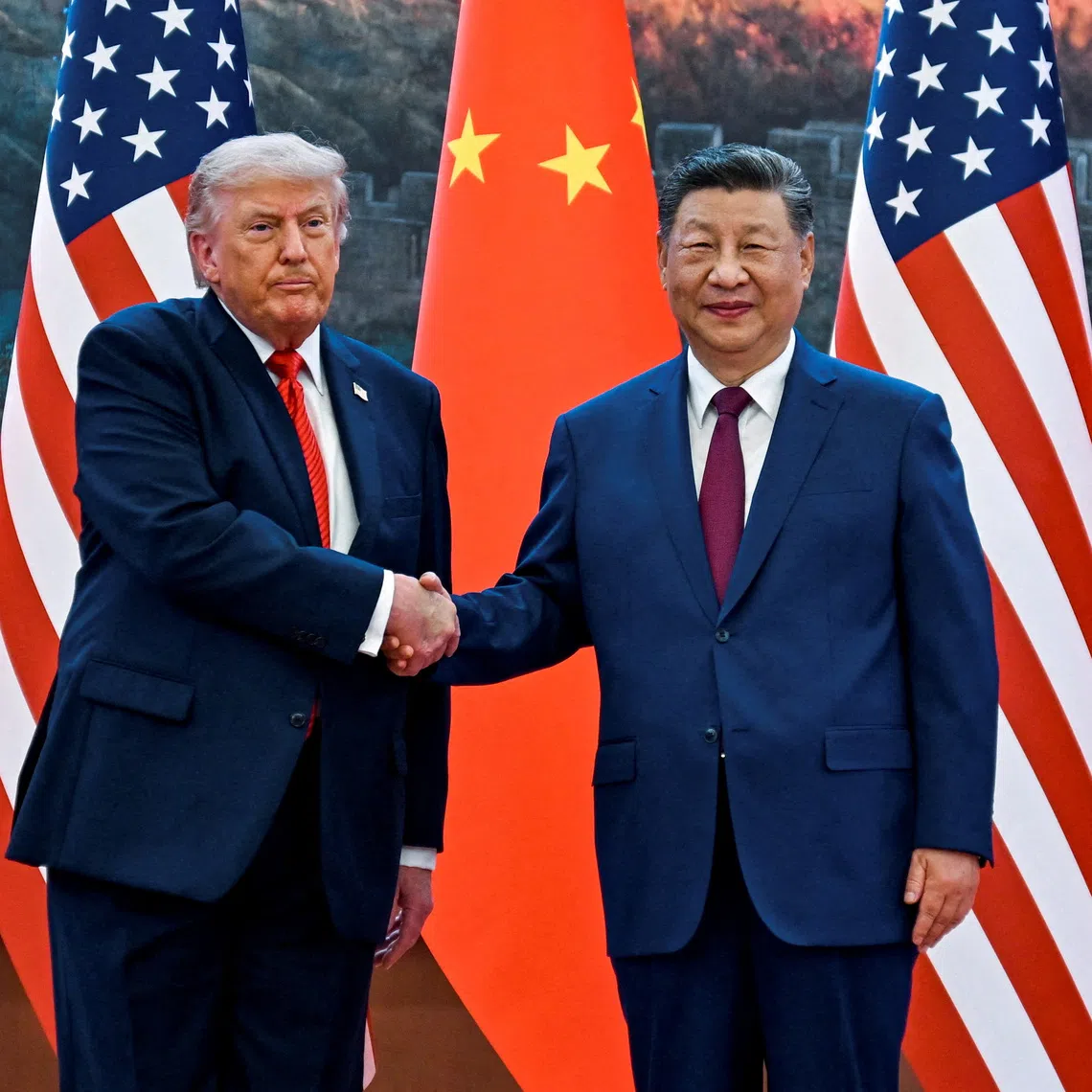 FILE PHOTO: The scene as U.S. President Donald Trump participates in events at the Great Hall of the People and does a greeting with the President of the People’s Republic of China Xi Jinping May 14, 2026, in Beijing China during a trip focused on trade, regional security, and strengthening bilateral ties between the world’s two largest economies. Kenny Holston/Pool via REUTERS     TPX IMAGES OF THE DAY/File Photo