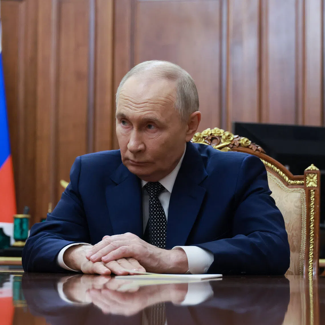 Russian President Vladimir Putin attends a meeting with State Duma Speaker Vyacheslav Volodin at the Kremlin in Moscow, Russia December 23, 2025. Sputnik/Mikhail Metzel/Pool via REUTERS