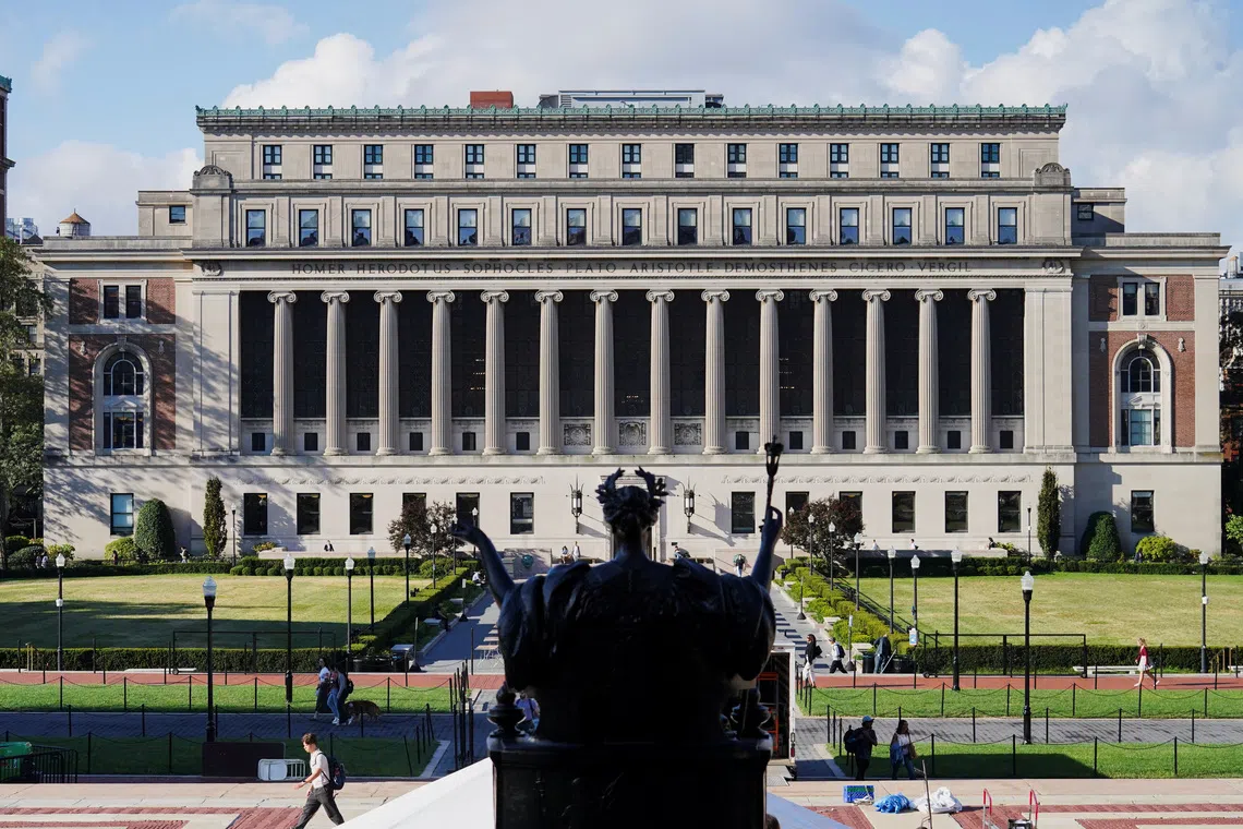 Students walk on campus at Columbia University during the first day of the fall semester in New York City, U.S., September 2, 2025. REUTERS/Ryan Murphy