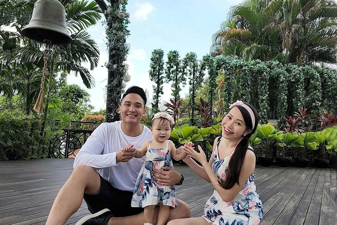 Mr Lucas Lim with his wife Ms Jang Shiki and their one-year-old daughter Sapphire. 
