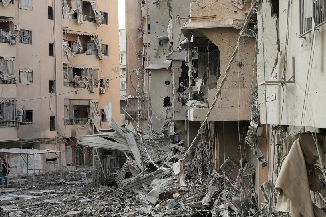 Buildings are left uninhabitable following Israeli strikes on Beirut's southern suburbs.