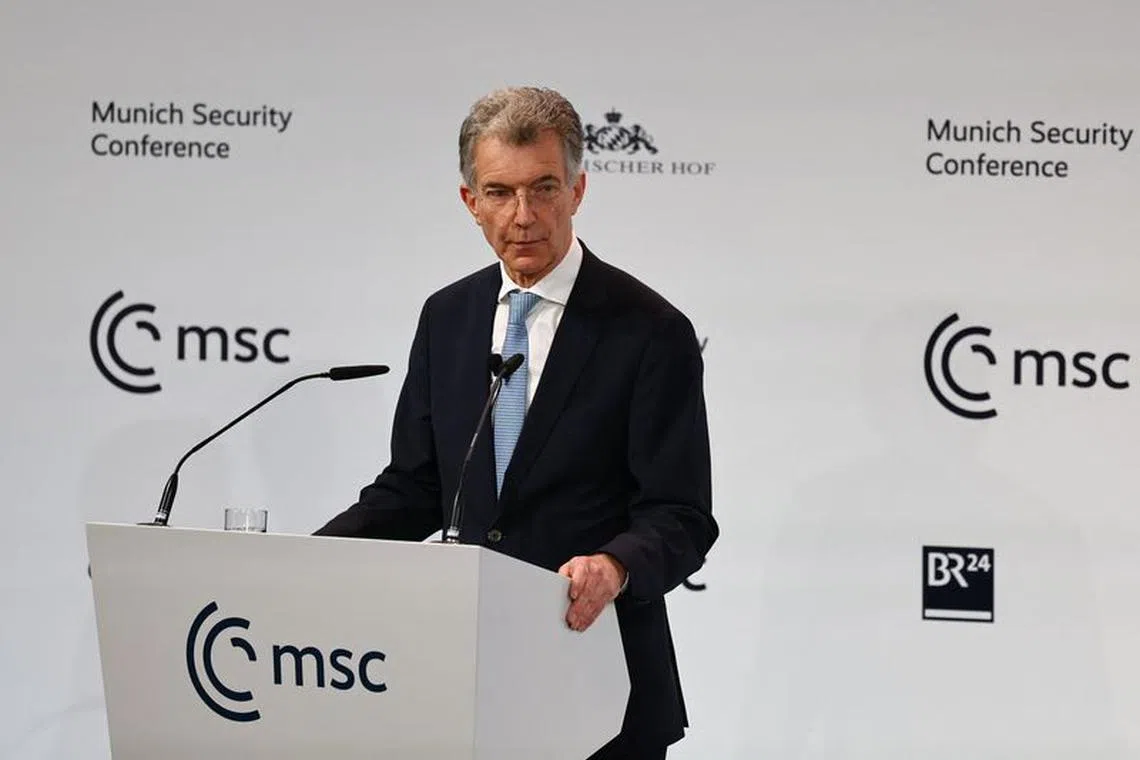 Munich Security Conference Chairman Christoph Heusgen holds an opening speech during the Munich Security Conference, in Munich, Germany February 17, 2023. REUTERS/Kai Pfaffenbach/file photo