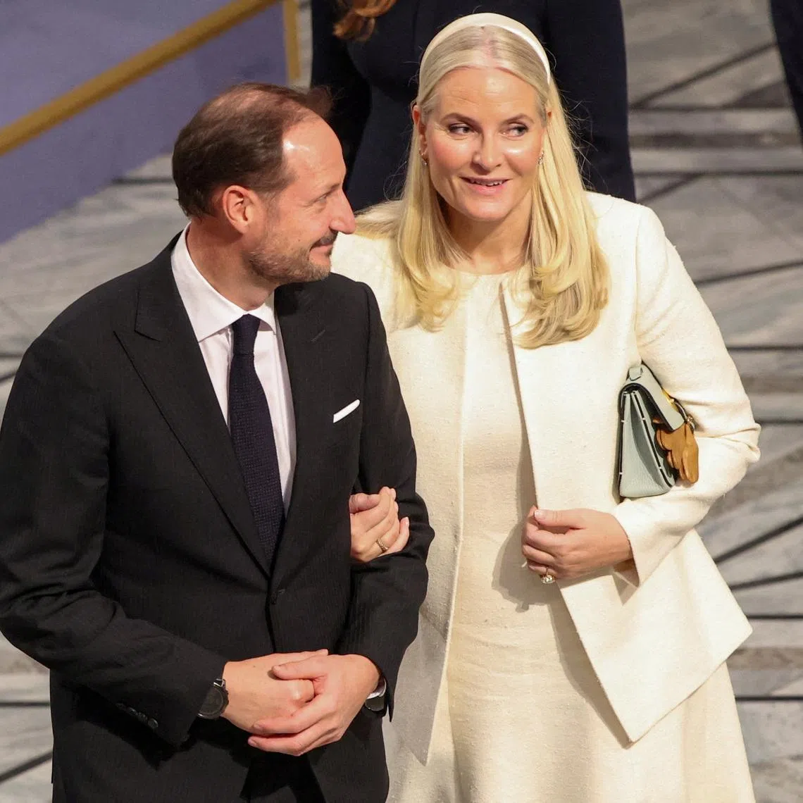 Norway's Crown Prince Haakon and Crown Princess Mette-Marit attend the Nobel Peace Prize ceremony in Oslo on Dec 10, 2025.