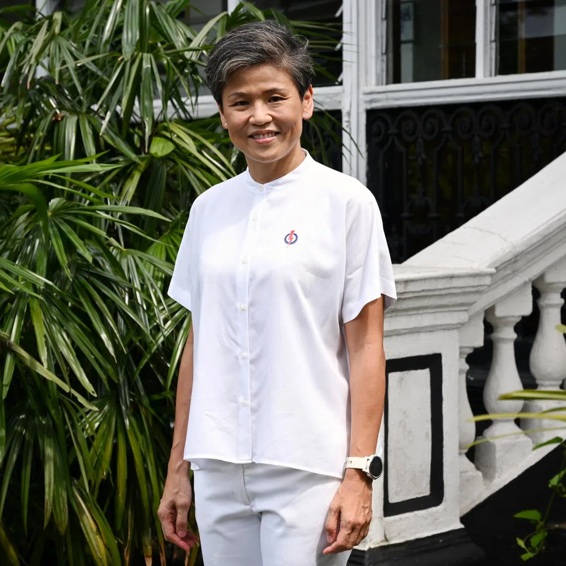 ST20250422_202599800387 Kua Chee Siong/ zypap22/ Sembawang GRC MP Poh Li San posing for pictures at the announcement of PAP candidates for Sembawang GRC and Sembawang West SMC, held at the Beaulieu House in Sembawang Park, on April 22, 2025.