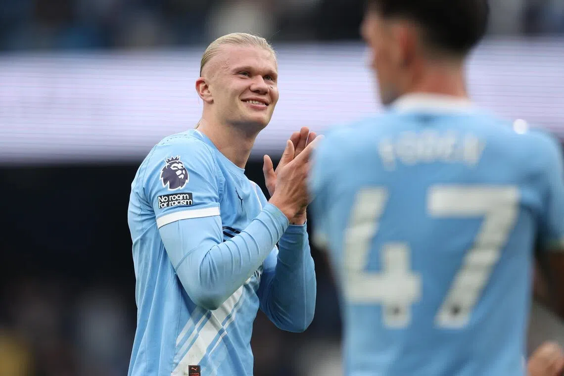 Manchester City striker Erling Haaland after the Premier League match against Everton.