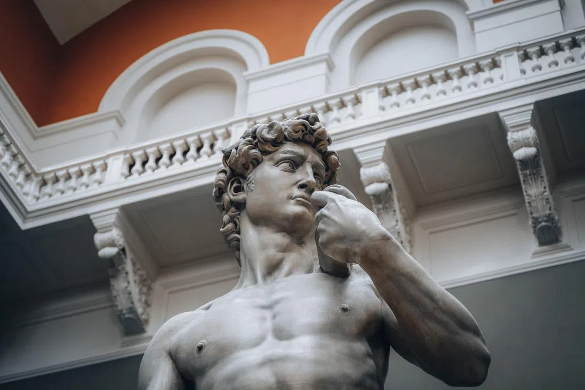 Sculpted in the 1500s, Michelangelo’s marble David in Florence’s Accademia Gallery continues to wow visitors.