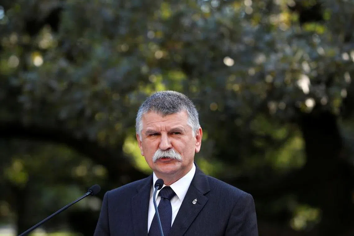 Hungarian Parliament Speaker Laszlo Kover takes part in ceremony of unveiling the bust of Marshal Jozef Pilsudski on the occasion of 100 years of Poland's independence in Budapest, Hungary, September 26, 2018. REUTERS/Bernadett Szabo/File Photo
