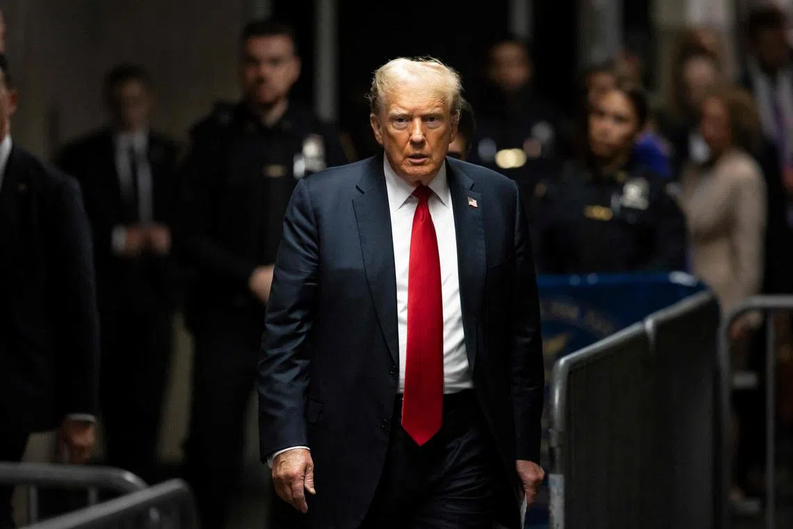 Republican presidential candidate Donald Trump during his criminal trial for allegedly covering up hush money payments at Manhattan Criminal Court in New York City, on May 28.