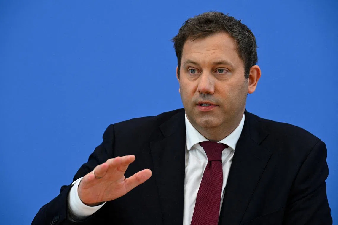 FILE PHOTO: German Finance Minister Lars Klingbeil holds a news conference in Berlin, Germany July 30, 2025.  REUTERS/Annegret Hilse/File Photo