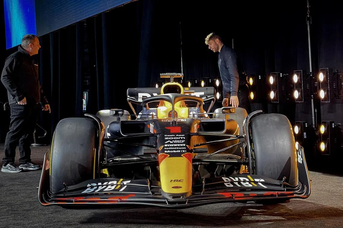 Red Bull unveils its new F1 racing car in New York City, on Feb 3, 2023.