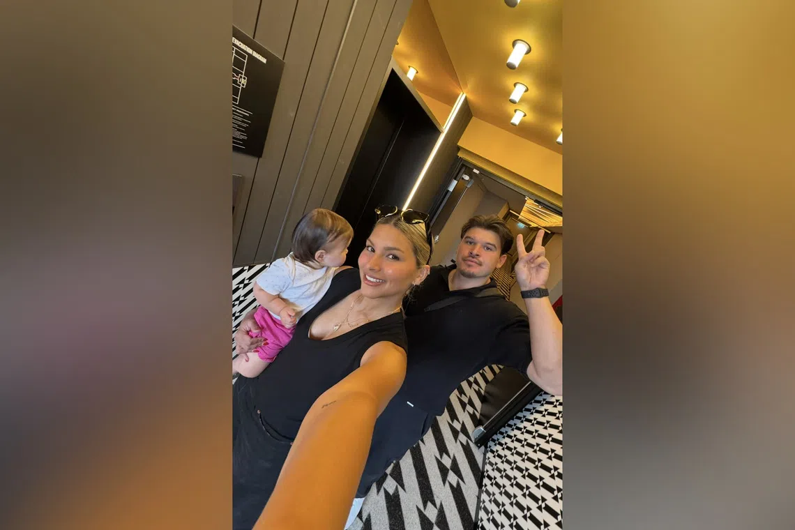 Singapore singer Tabitha Nauser with her partner Louie Salmon-Pansuk and daughter Aaliyah.