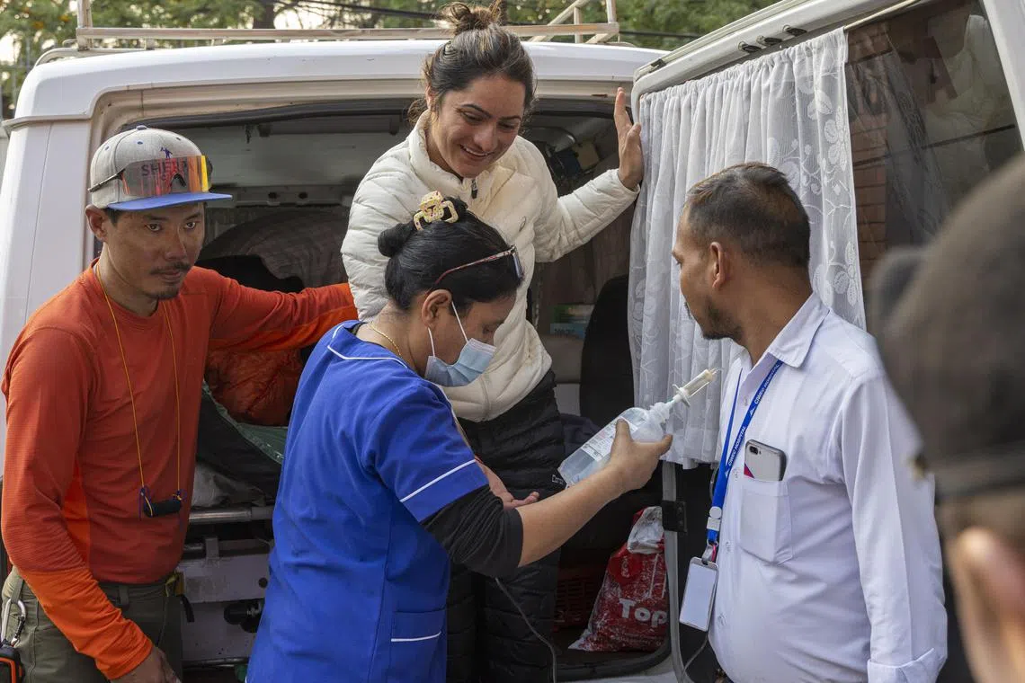 Record-holding Indian climber Baljeet was rescued
Kaur brought to the Ciwec hospital in Kathmandu, Nepal. 18 April 2023. The record-holding Indian climber Kaur has been rescued alive hours after she went missing above Camp IV on Mt Annapurna.  EPA-EFE/NARENDRA SHRESTHA