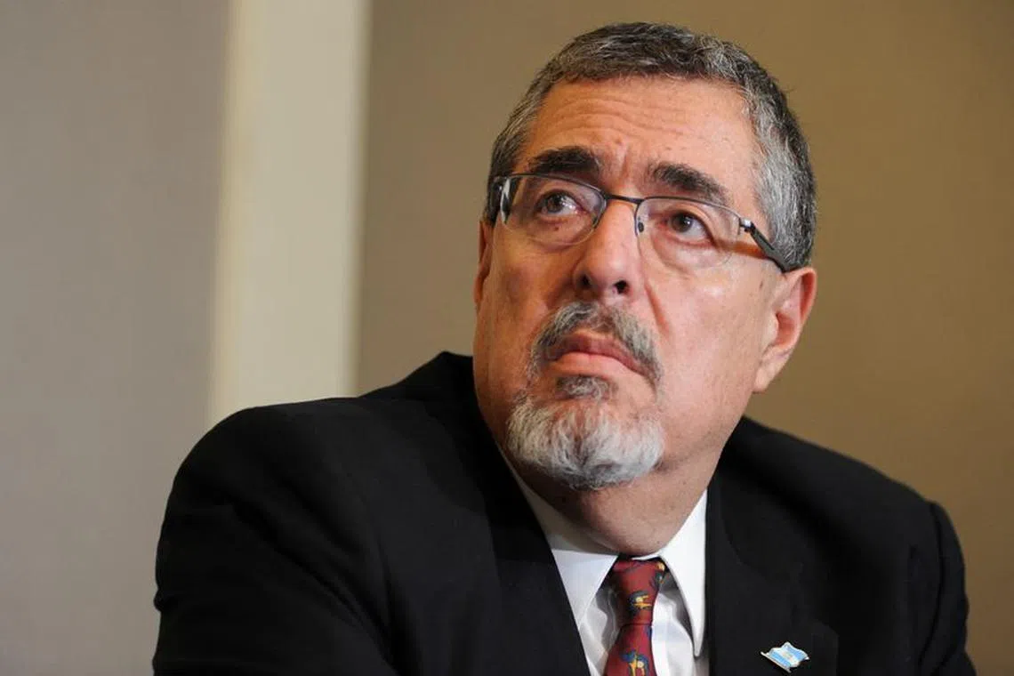 FILE PHOTO: Guatemalan President-elect Bernardo Arevalo attends a press conference after prosecutors ordered a temporary suspension of Semilla party's legal registration, in Guatemala City, Guatemala August 28, 2023. REUTERS/Cristina Chiquin