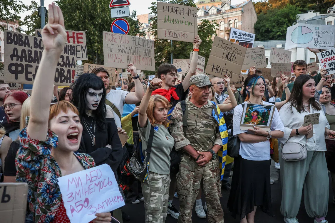 Ukrainians who took to the streets on July 31 said they were ready to rally on as the crowd chanted: “The people are the power.”