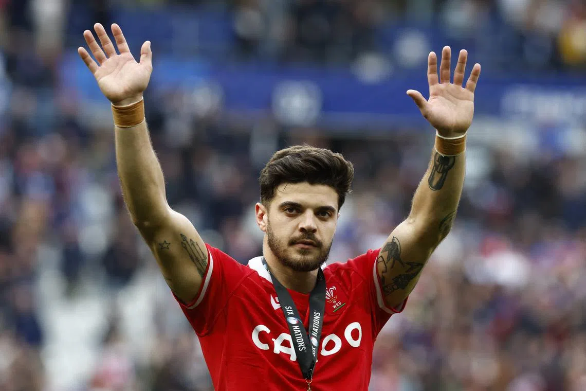 FILE PHOTO: Rugby Union - Six Nations Championship - France v Wales - Stade de France, Saint-Denis, France - March 18, 2023 France's Romain Ntamack celebrates after the match REUTERS/Gonzalo Fuentes/ File Photo