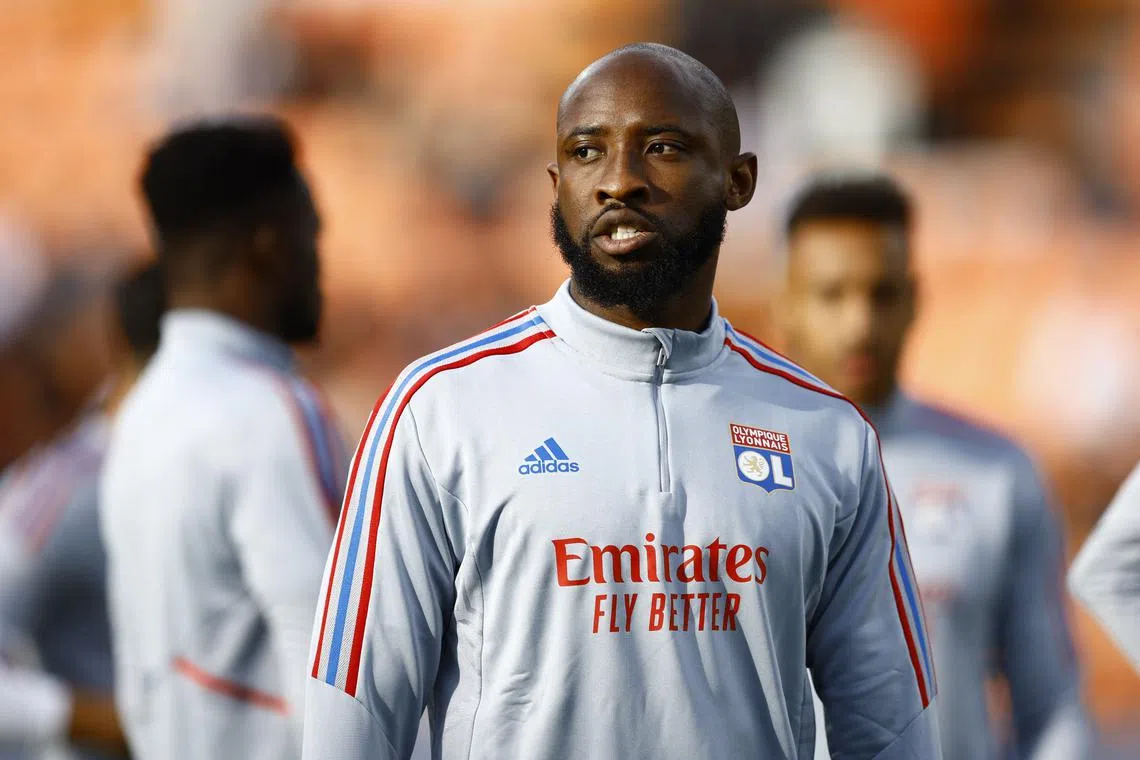 FILE PHOTO: Soccer Football - Ligue 1 - Lorient v Olympique Lyonnais - Stade du Moustoir, Lorient, France - September 7, 2022 Olympique Lyonnais' Moussa Dembele during the warm up before the match REUTERS/Stephane Mahe/File Photo