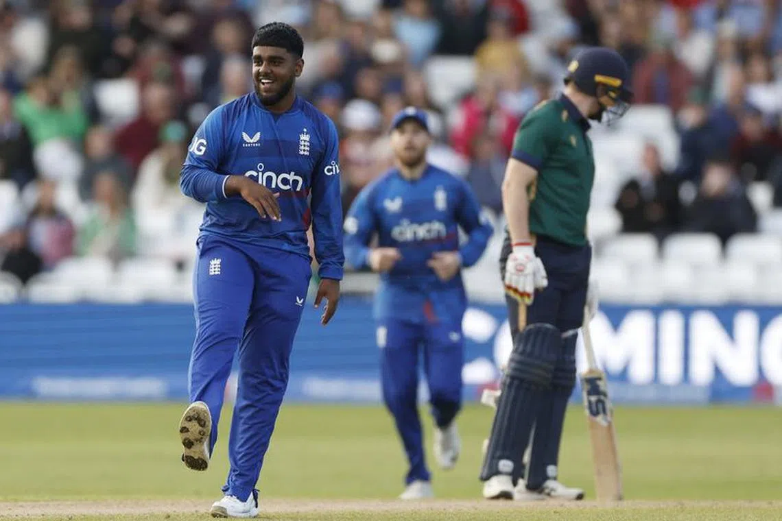 Cricket - Second One Day International - England v Ireland - Trent Bridge Cricket Ground, Nottingham, Britain - September 23, 2023 England's Rehan Ahmed unsuccessfully appeals for a wicket Action Images via Reuters/Jason Cairnduff
