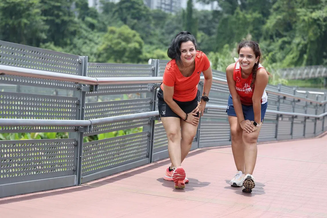 The mother-daughter duo try to train together on the weekends near where the live at Seng Kang Riverside Park.