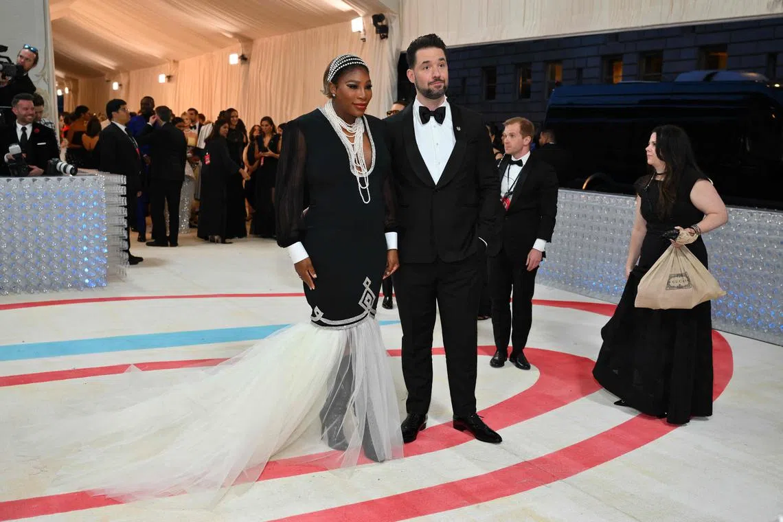 Tennis star Serena Williams and her husband Alexis Ohanian at the Met Gala in New York on Monday.