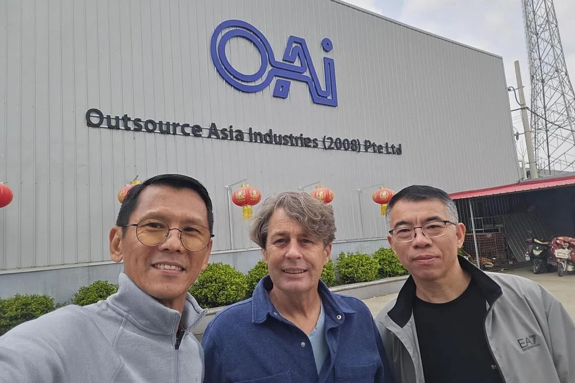 T.K. Khor (left), owner of Outsource Asia Industries, said the Trump administration’s tariff salvo has already cost him a chunk of business as some customers were not willing to take on the higher costs.
Credit: Courtesy of T.K. Khor