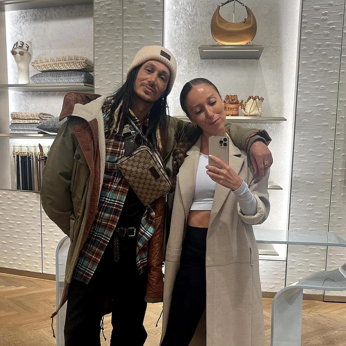 Cosentino (left) with fiancee Priscilla Stavrou shopping in July 2023. 