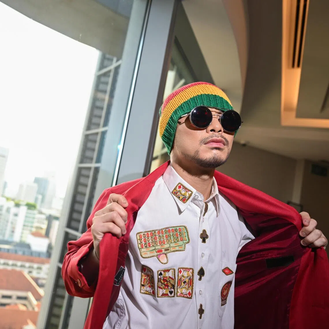 ST20240201_202450278265/banamewee02/Benson Ang/Azmi Athni//

Profile of Namewee, Malaysian rapper-actor, who is starring in the Malaysian movie All In, where he plays a naive and happy-go-lucky cafe assistant.

ST PHOTO: AZMI ATHNI