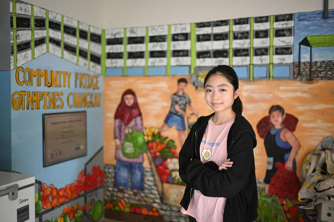 In 2023, Chng Rui Jie helped put up festive decorations and distributed food  for Tampines Changkat Community Fridge, an initiative where residents can share surplus food with their neighbours. 