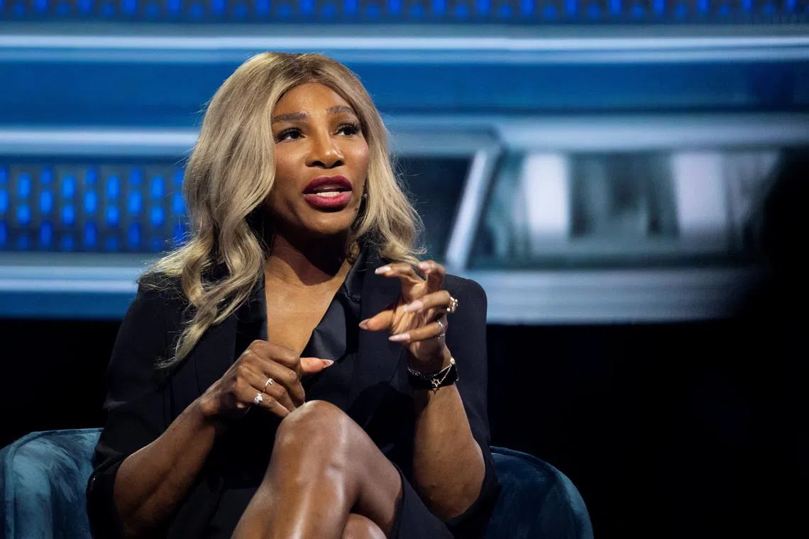 Tennis legend and entrepreneur Serena Williams speaks during the America Business Forum at Kaseya Center in Miami, Florida, U.S. November 6, 2025. REUTERS/Marco Bello