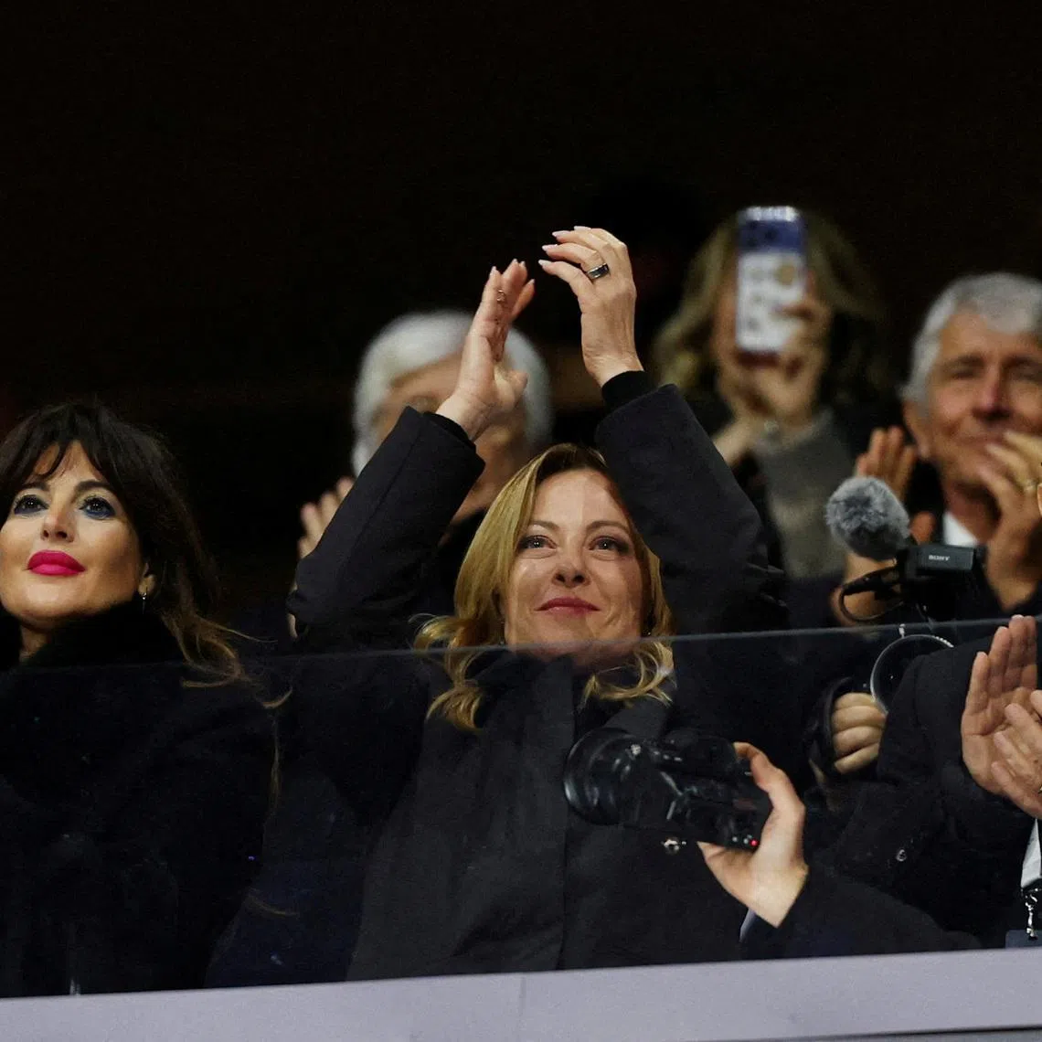 FILE PHOTO: Milano Cortina 2026 Olympics - Opening Ceremony - San Siro Stadium, Milan, Italy - February 06, 2026. Italian Prime Minister Giorgia Meloni during the opening ceremony REUTERS/Yara Nardi/File Photo