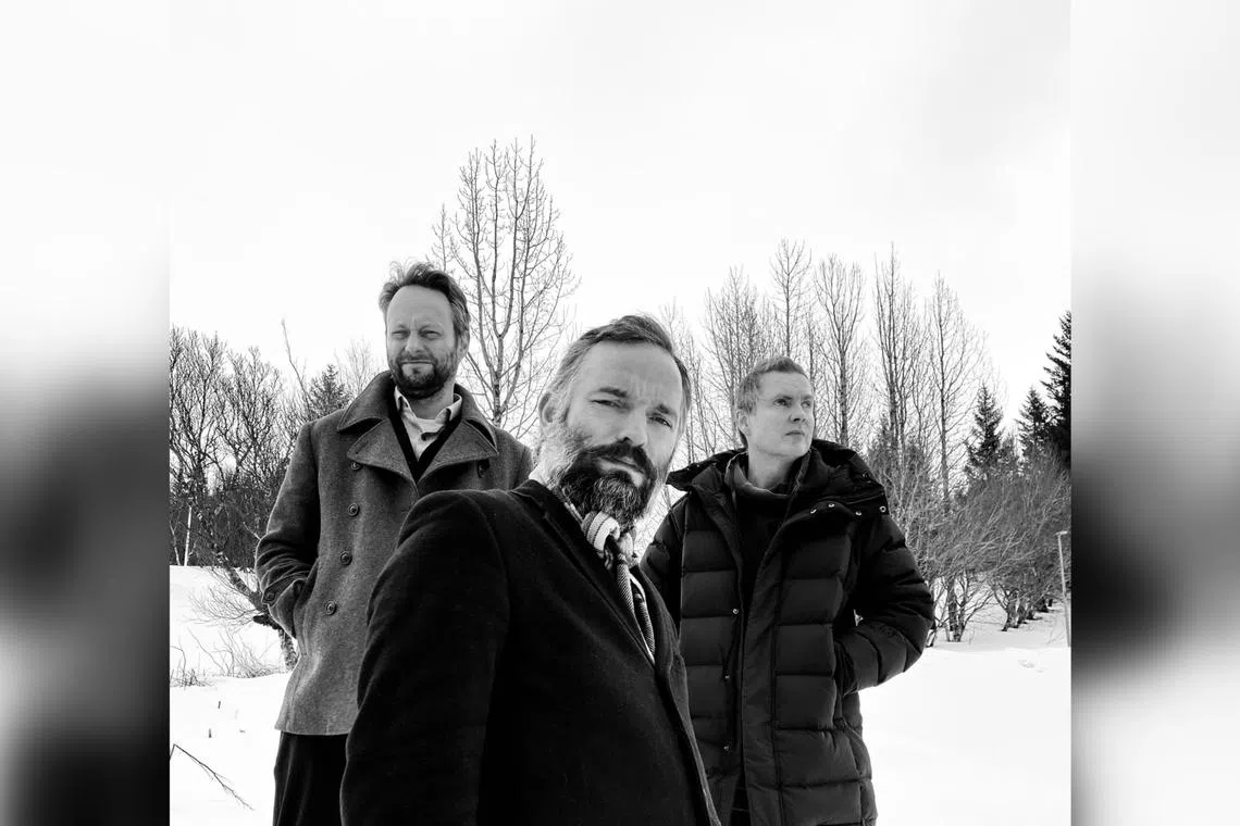 (From left) Georg Holm, Kjartan Sveinsson and Jonsi Birgisson of Icelandic band Sigur Ros, will perform a two-night gig at the Esplanade Theatre in February 2025.