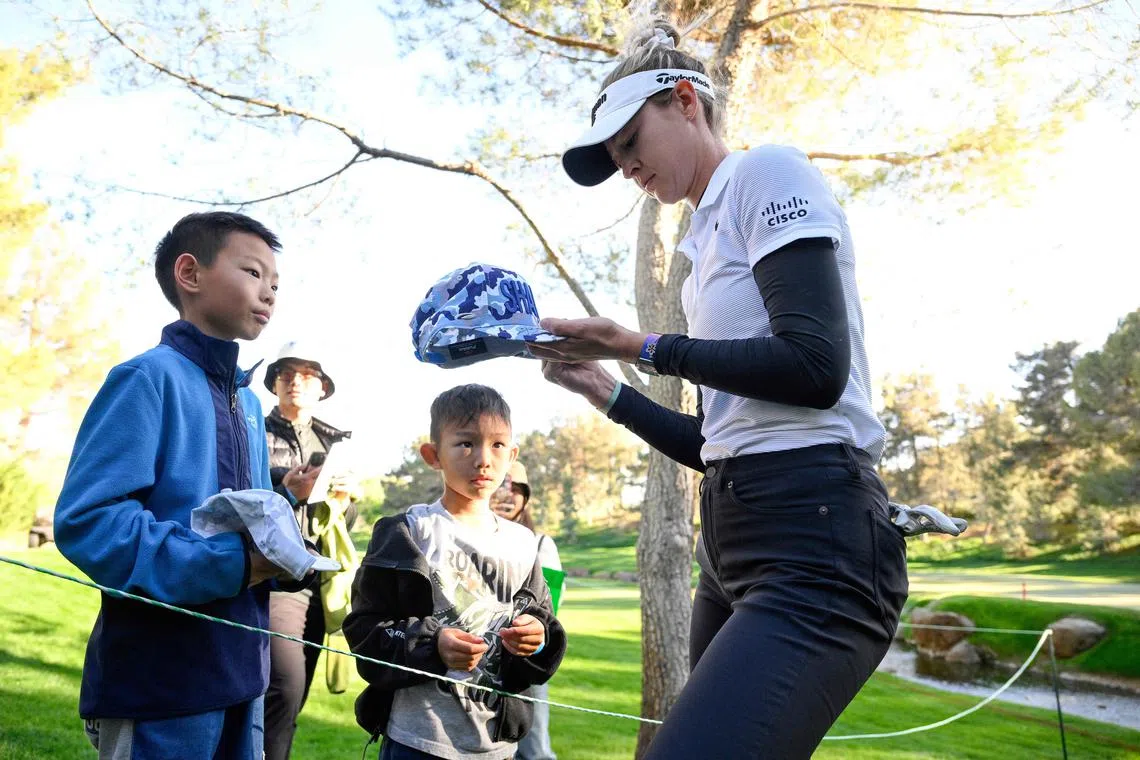 Nelly Korda of the United States signing autographs after winning her LPGA Match Play semi-final match 4&3 against An Na-rin of South Korea on April 6.