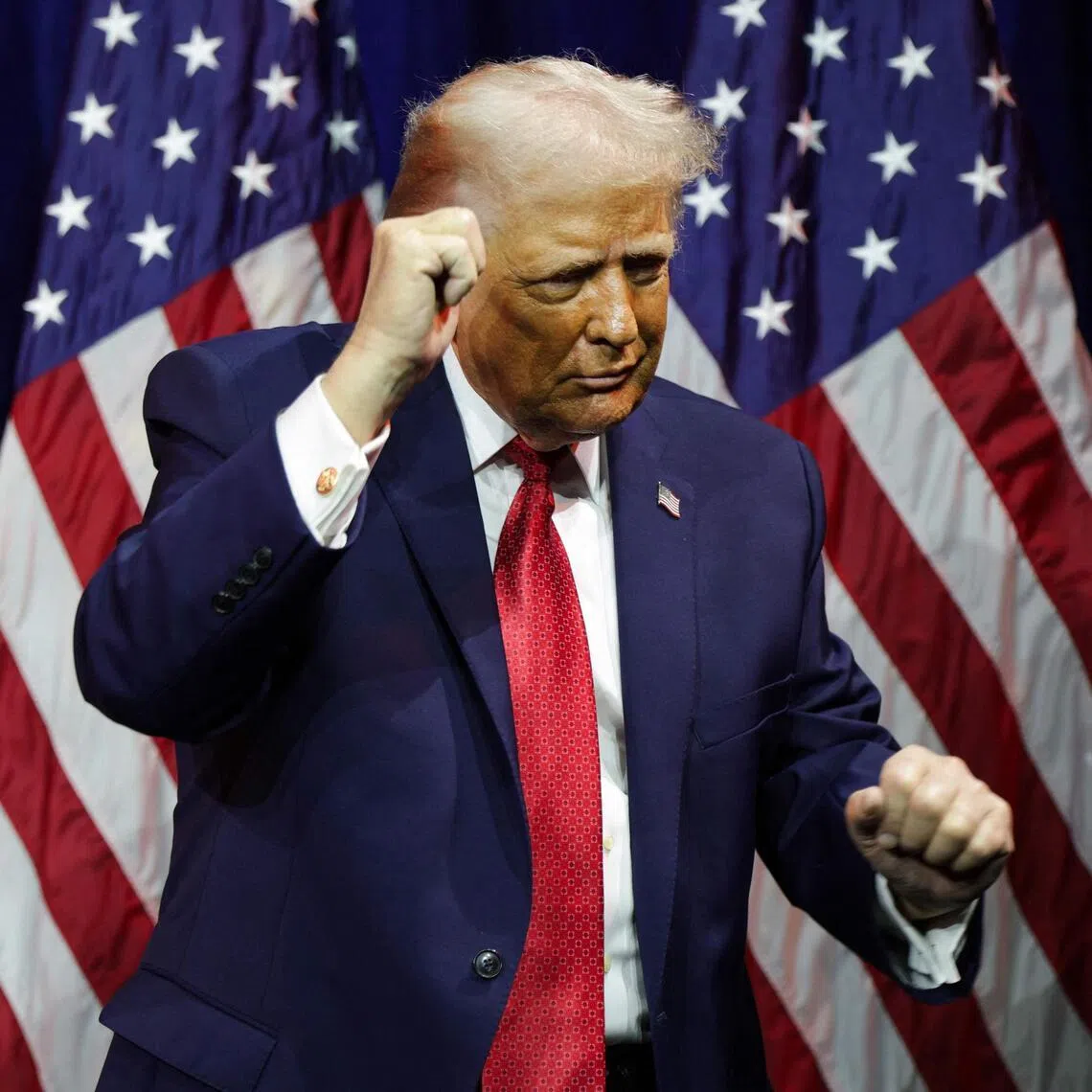 The US President joked and danced as he delivered a speech that made little mention of the riot by his supporters.